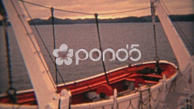 1974: Lifeboats at Sunset on a Cruise Ship Sailing Across the Atlantic