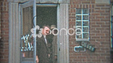1953: Gangster Fashion Dressed Family Leaving House in Winter