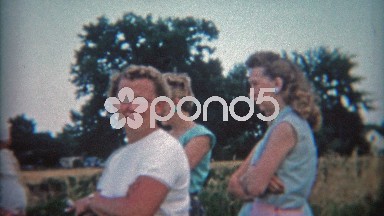 1953: Rural Housewives in 1950s Fashion Enjoy a Sunday Together