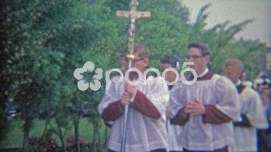 1967: Religious catholic first communion ritual parading.