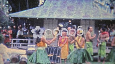 1971: Hawaiian Hula Dancer Performing Traditional Stickwork