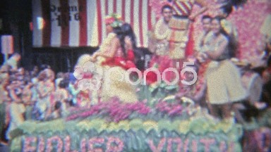 1971: Hawaiian Flower of Youth Float During a Downtown Parade