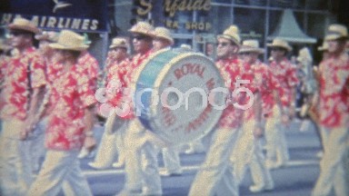 1971: Scenes from Hawaiian Parade of Floats and Military Men