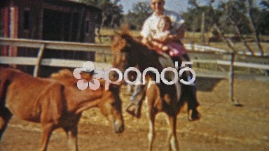 1959: Dad Teaching Young Girl to Ride a Wild Horse at Western Ranch