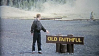 1959: Old Faithful Geyser in Yellowstone Park Family Vacation Visit.
