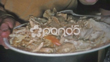 1963: Thanksgiving turkey plate separated dark &amp; white meat served