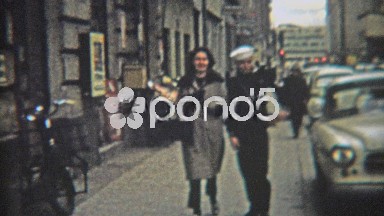 1966: Women and Military Sailor Walking Urban European Streets