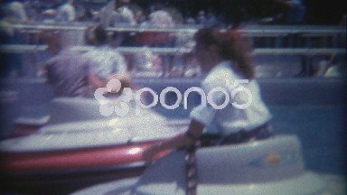 1966: Disneyland flying saucers amusement ride in the old Tomorrowland exhibit.