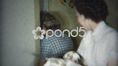 1953: Girlfriends Hiding from Camera While Drying Dishes