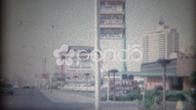 1965: Jack Benny & Frankie Avalon marquee sign Thunderbird Hotel Casino. LAS