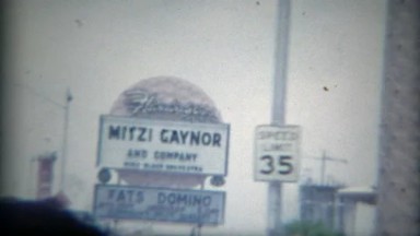 1965: Mitzi Gaynor & Fats Domino marquee sign Castaways Hotel Casino. LAS VEGAS