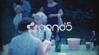 1965: Family Summer Outdoor Picnic with Alcohol on Table