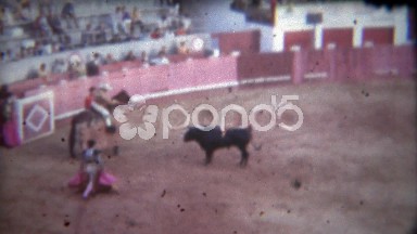 1956: Armored Horse Takes Violent Blows from Bull in Matador Ring, Mexico City
