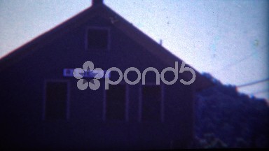 1949: Rainelle rustic rural train stop building location establishing shot.