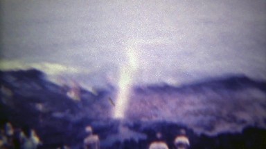 1973: Ocean blowhole surprise water spray from strong wave action. HONOLULU,