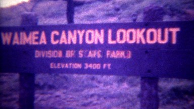 1973: Waimea Canyon Lookout state park view tropical natural wildlife refuge.