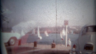 1966: Leaving Parking Space with View of Sailboats in Harbor, San Diego