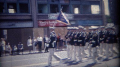 1962: Parade of military men and women synchronized marching. BUFFALO, NEW