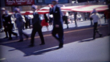 1964: Giant USA flag parade on 4th of July holiday. BUFFALO, NEW YORK