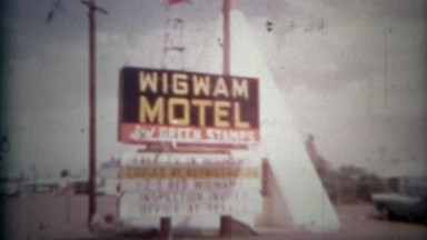 1957: Famous Wigwam Motel Sign and Teepee Room Lodging, San Bernardino