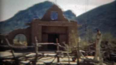 1948: Visiting Southwestern USA Native Construction Style Buildings. Tucson,