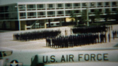 1966: Soldiers Marching in Formation Across U.S. Air Force Academy Grounds