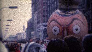 1967: Creepy balloon parade float character carried through downtown. CHICAGO,