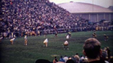 1969: Purdue college football team start of the game kickoff. WEST LAFAYETTE,