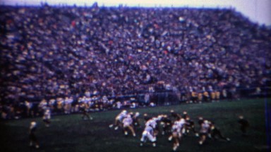 1969: Purdue college football quarterback completes a long pass. WEST LAFAYETTE,