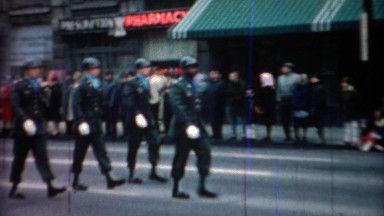 1969: Vietnam war veteran parade march african man lead.