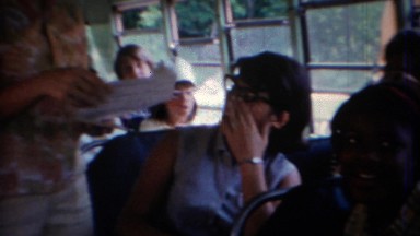1969: Inside of a short school bus for gifted students.