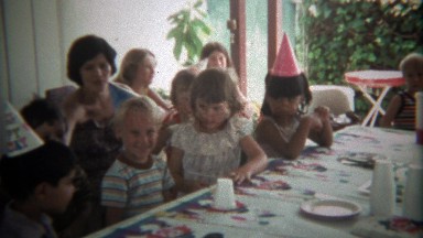 1979: Cute boys birthday party cake neighborhood playmate party.
