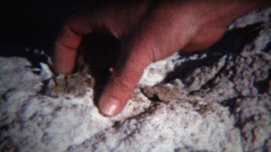 1971: Dry Lake Bed White Salt Deposit Displayed Closeup.