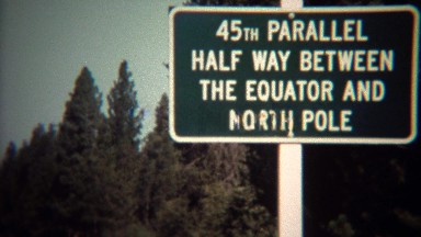1971: 45th parallel halfway between equator and north pole.