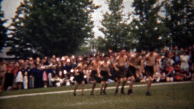 1945: Boy's Native American Tribal Dance for Outdoor Audience in Steep Falls, Maine
