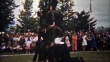 1945: Human Castell Pyramid Tower of Boys Planned Exit Jump.