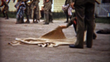 1945: Boy Scout Folding Tent Roll Timed for Speed in Steep Falls, Maine