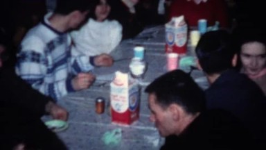 1962: Milk cartoons on every table ice cream social cookie party.