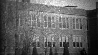1933: Newly built Skinner Middle School art deco building architecture.