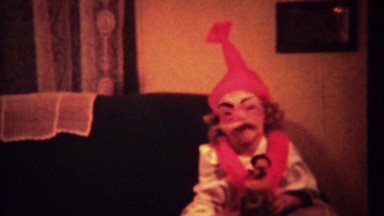 1940: Creepy Halloween Costume on Cute Girl Takes Off Mask