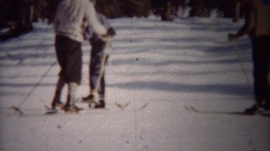 1940: Winter Snow Skiing T-bar Chairlift Ride Up Mountain