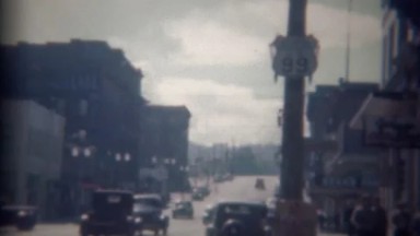 1946: Western mainstreet downtown city off US Route 99 road. PORTLAND, OREGON