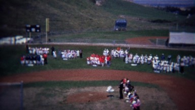 1972: Aerial of Little League Baseball Team Awards Ceremony Tournament