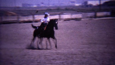 1967: Equestrian Horse Competition Galloping and Jumping Fence Obstacle