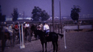 1967: Horse Stepping Sideways in Dressage Reining Competition