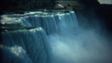 1973: Powerful Waterfall Tourists Watching from Afar.
