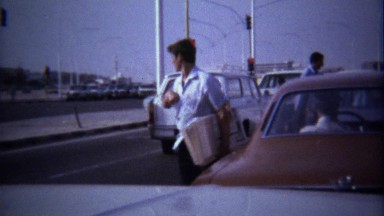 1974: Stopped Traffic Intersection Newspaper Arab Salesman