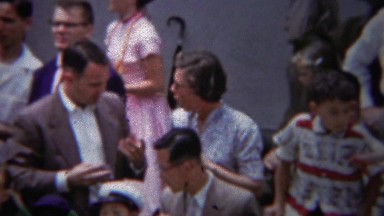 1954: American Women Bow to Camera in Japanese Custom