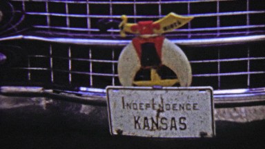 1959: Car vanity license plate Independence Kansas local pride.
