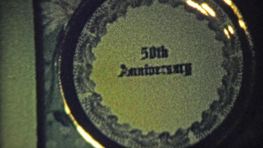 1959: 50th anniversary wedding inscribed silver platter gift.